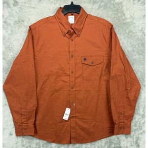 NWT Brooks Brothers Mens Regent Fit Shirt Sz L Brown Collared Cotton Long Sleeve
